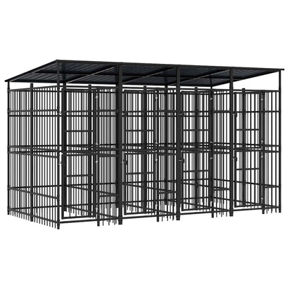 Outdoor Dog Kennel with Roof Steel 7.37 m²