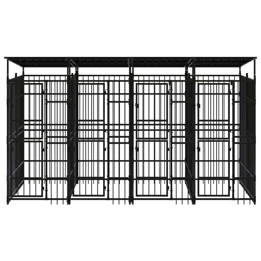Outdoor Dog Kennel with Roof Steel 7.37 m²