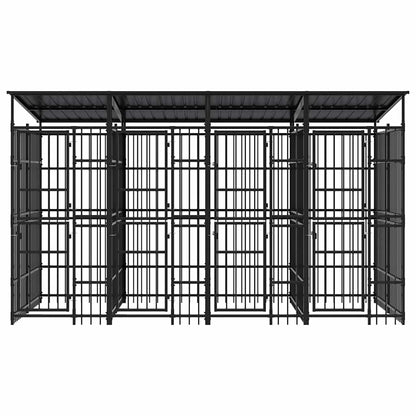 Outdoor Dog Kennel with Roof Steel 7.37 m²