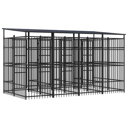 Outdoor Dog Kennel with Roof Steel 7.37 m²