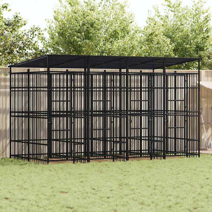 Outdoor Dog Kennel with Roof Steel 7.37 m²
