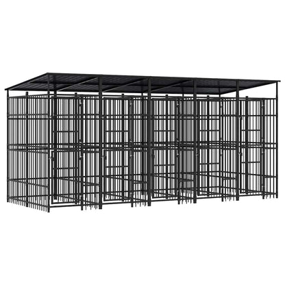 Outdoor Dog Kennel with Roof Steel 9.22 m²