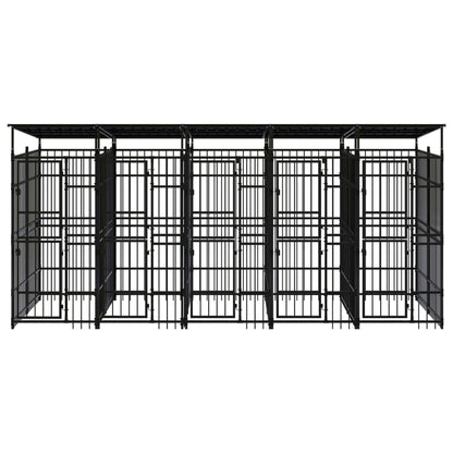 Outdoor Dog Kennel with Roof Steel 9.22 m²