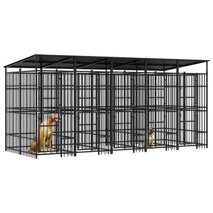 Outdoor Dog Kennel with Roof Steel 9.22 m²