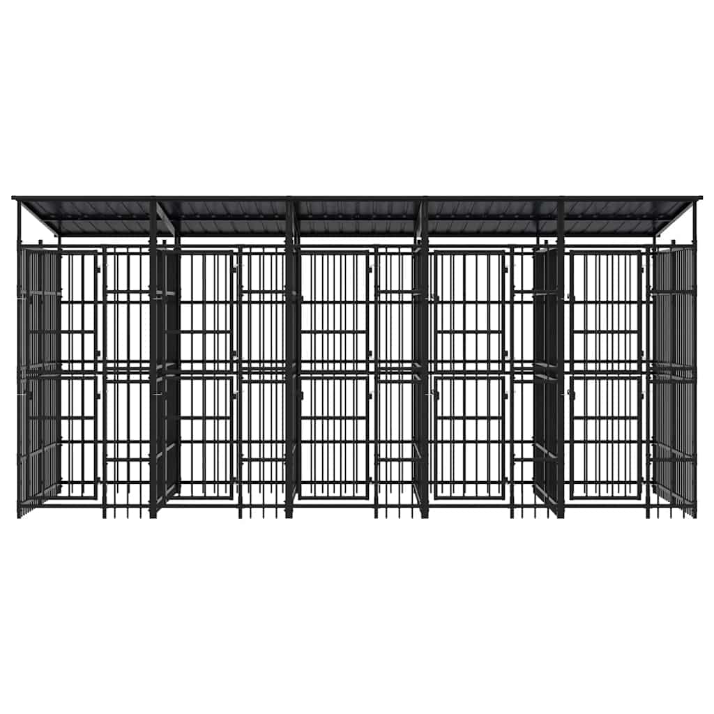 Outdoor Dog Kennel with Roof Steel 9.22 m²