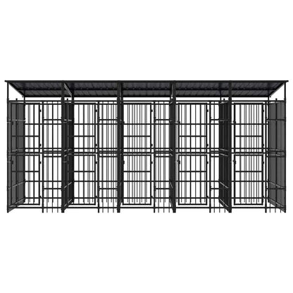 Outdoor Dog Kennel with Roof Steel 9.22 m²