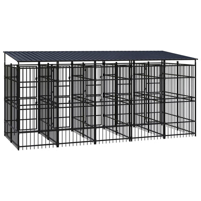 Outdoor Dog Kennel with Roof Steel 9.22 m²
