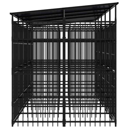 Outdoor Dog Kennel with Roof Steel 9.22 m²