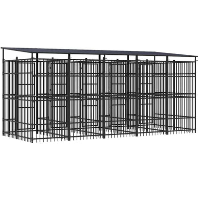 Outdoor Dog Kennel with Roof Steel 9.22 m²