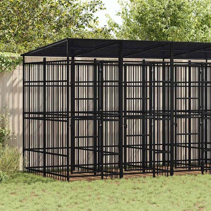 Outdoor Dog Kennel with Roof Steel 9.22 m²
