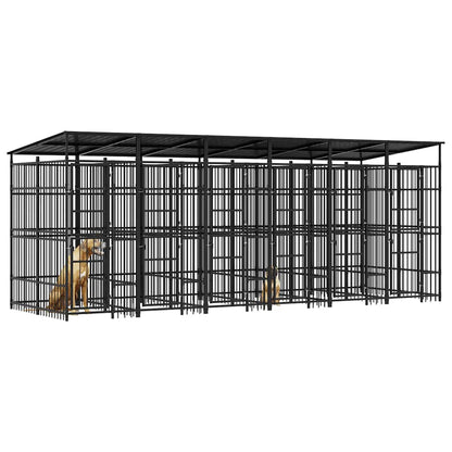 Outdoor Dog Kennel with Roof Steel 11.06 m²