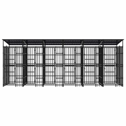 Outdoor Dog Kennel with Roof Steel 11.06 m²