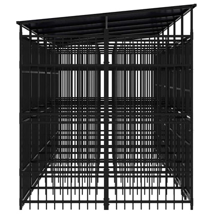 Outdoor Dog Kennel with Roof Steel 11.06 m²