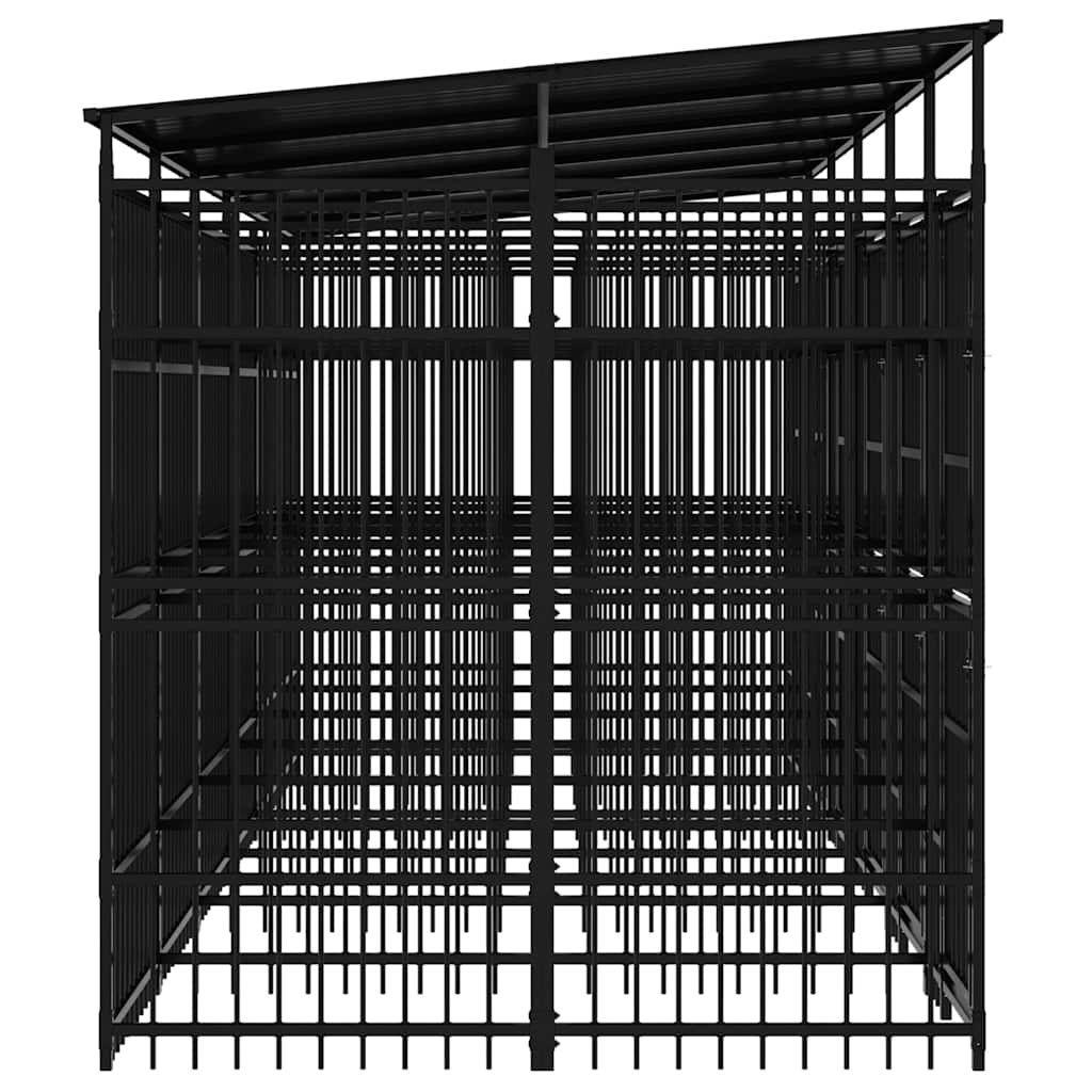 Outdoor Dog Kennel with Roof Steel 11.06 m²