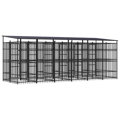 Outdoor Dog Kennel with Roof Steel 11.06 m²