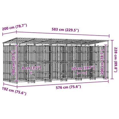 Outdoor Dog Kennel with Roof Steel 11.06 m²