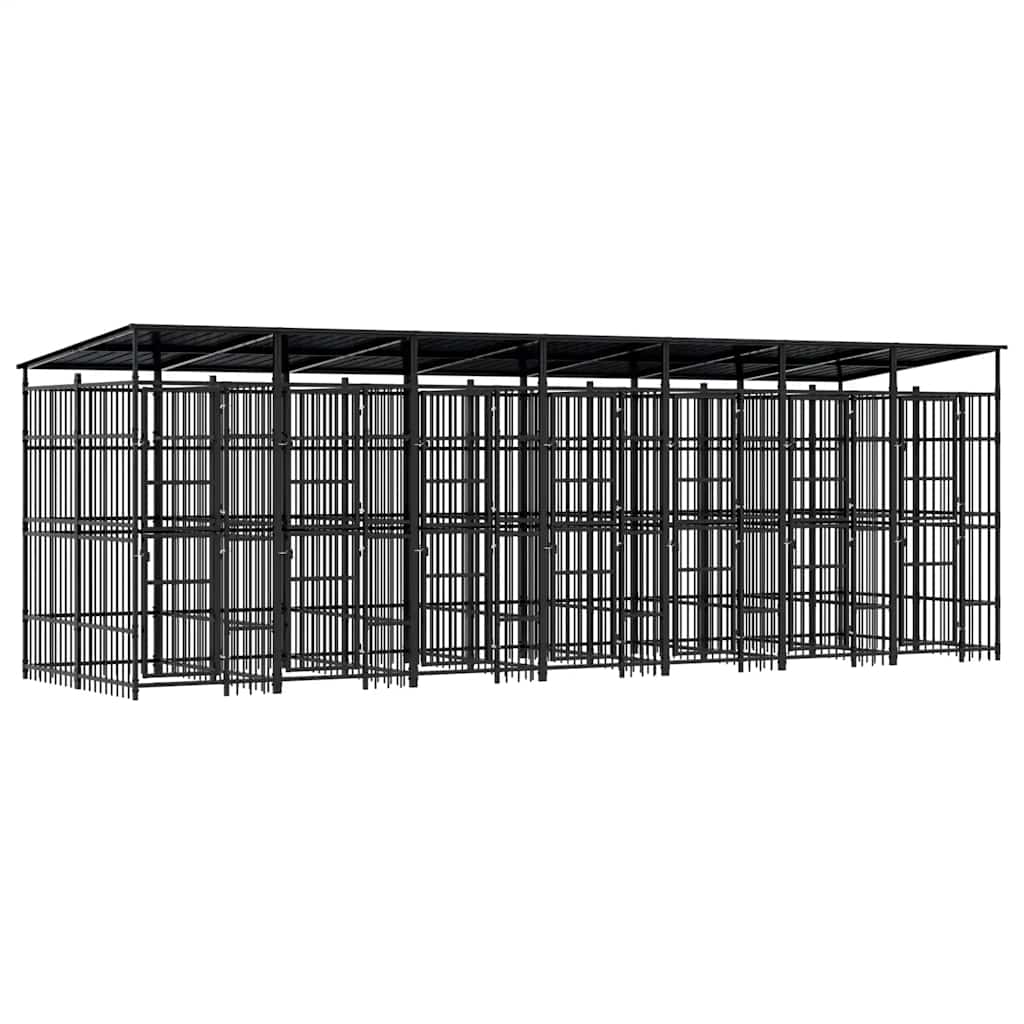Outdoor Dog Kennel with Roof Steel 12.9 m²