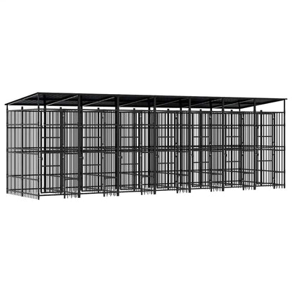 Outdoor Dog Kennel with Roof Steel 12.9 m²