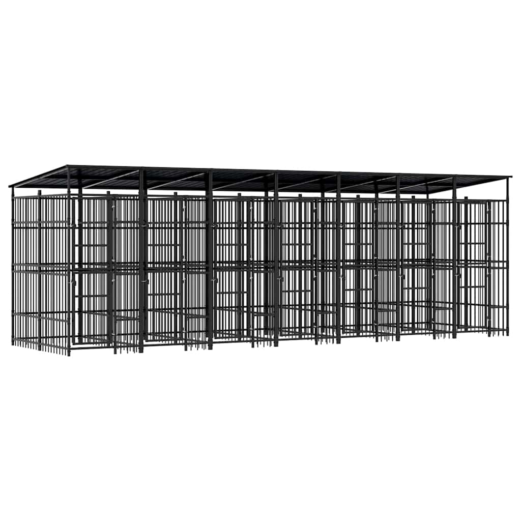 Outdoor Dog Kennel with Roof Steel 12.9 m²