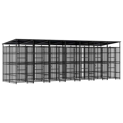 Outdoor Dog Kennel with Roof Steel 12.9 m²