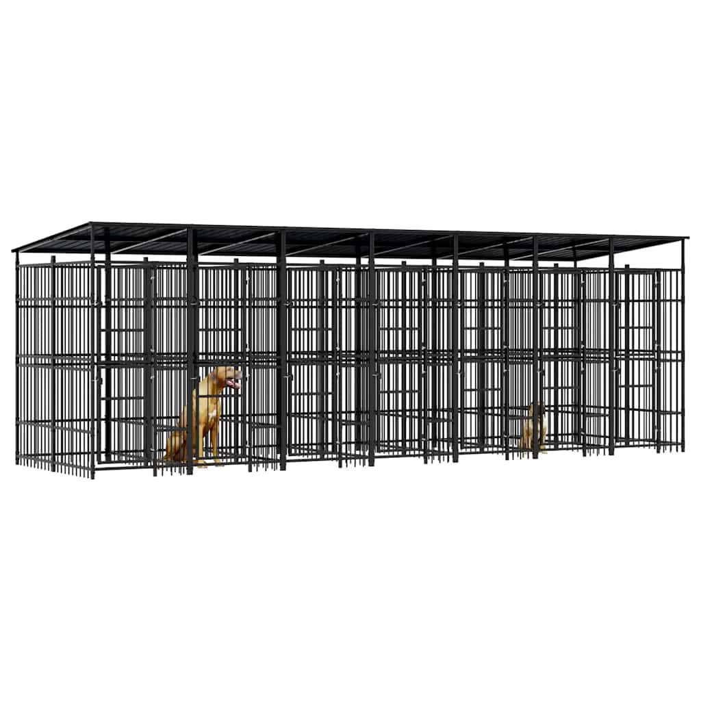 Outdoor Dog Kennel with Roof Steel 12.9 m²