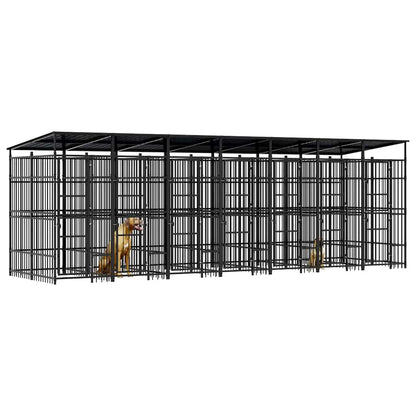 Outdoor Dog Kennel with Roof Steel 12.9 m²