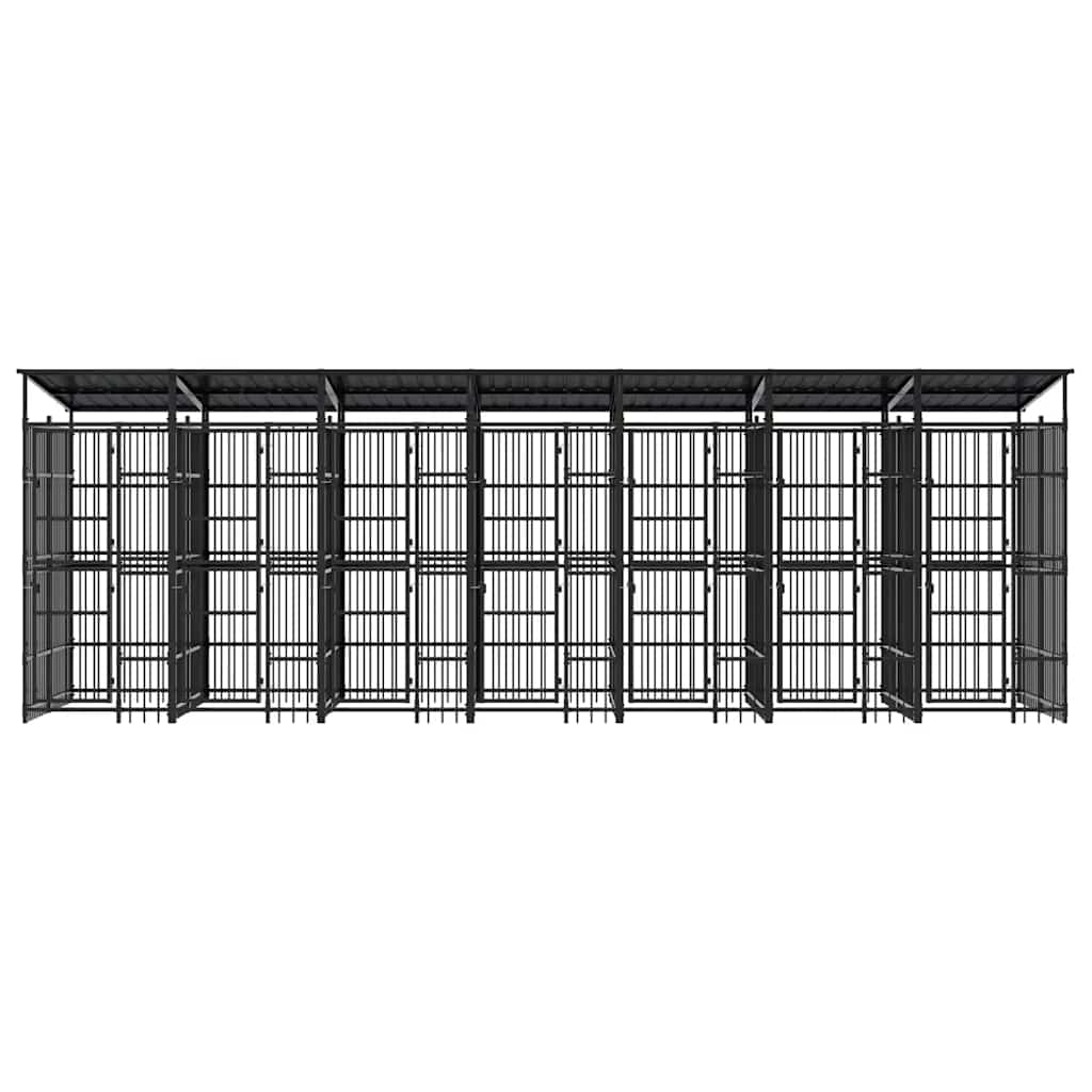 Outdoor Dog Kennel with Roof Steel 12.9 m²
