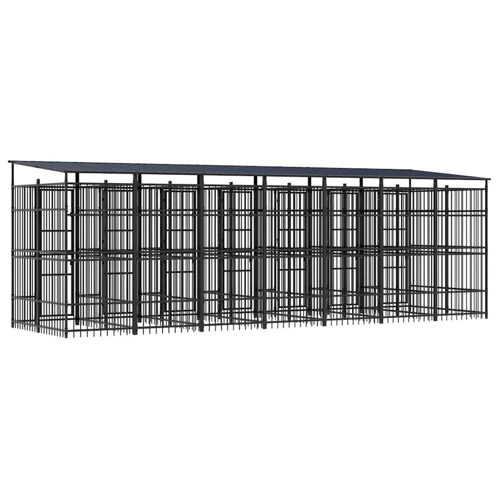 Outdoor Dog Kennel with Roof Steel 12.9 m²