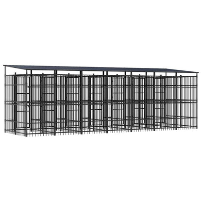 Outdoor Dog Kennel with Roof Steel 12.9 m²