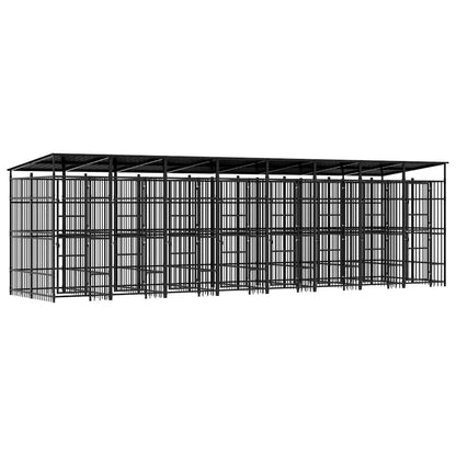 Outdoor Dog Kennel with Roof Steel 14.75 m²