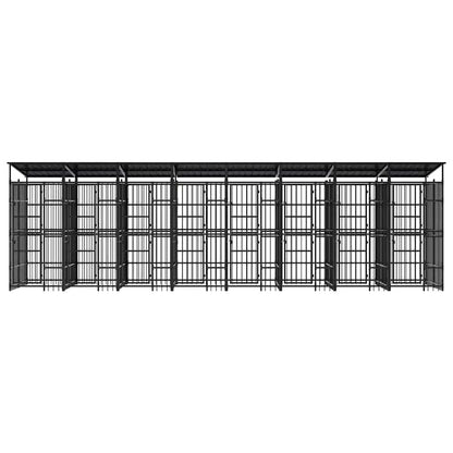 Outdoor Dog Kennel with Roof Steel 14.75 m²