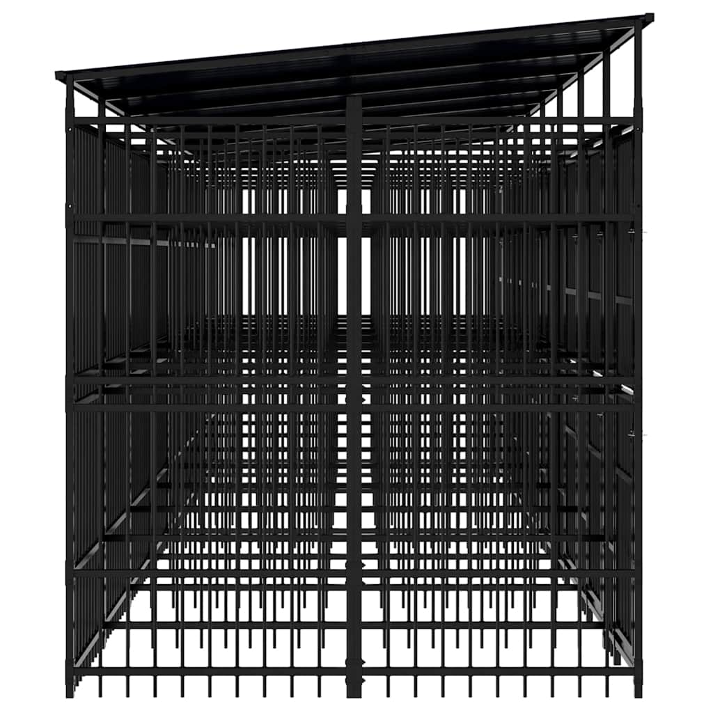 Outdoor Dog Kennel with Roof Steel 14.75 m²