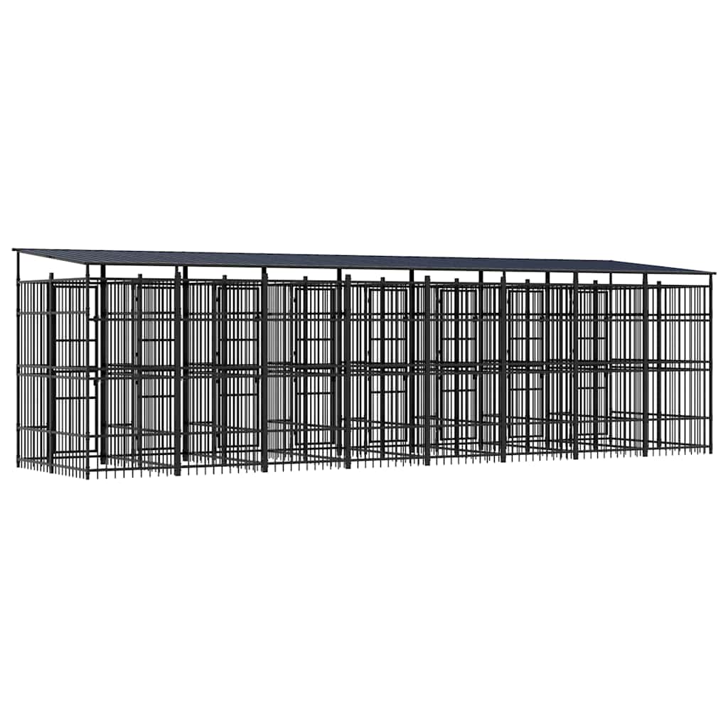 Outdoor Dog Kennel with Roof Steel 14.75 m²