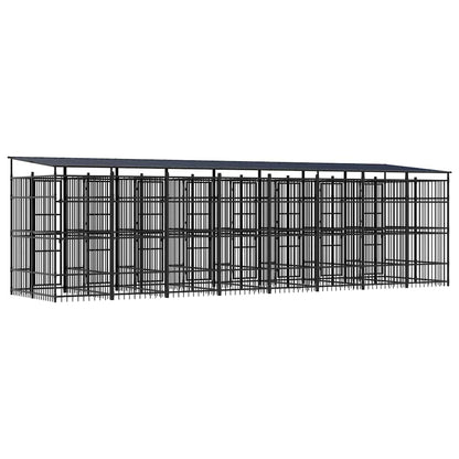 Outdoor Dog Kennel with Roof Steel 14.75 m²