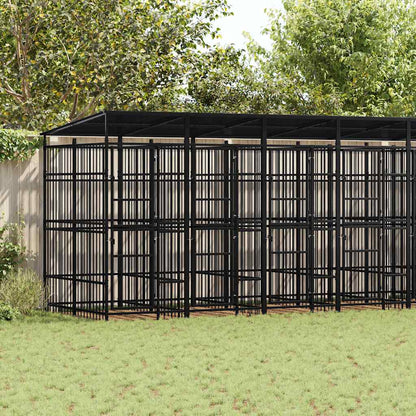 Outdoor Dog Kennel with Roof Steel 14.75 m²