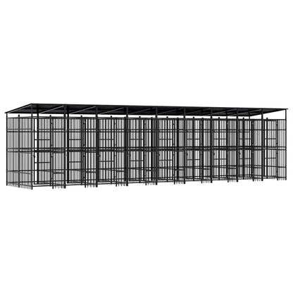 Outdoor Dog Kennel with Roof Steel 16.59 m²