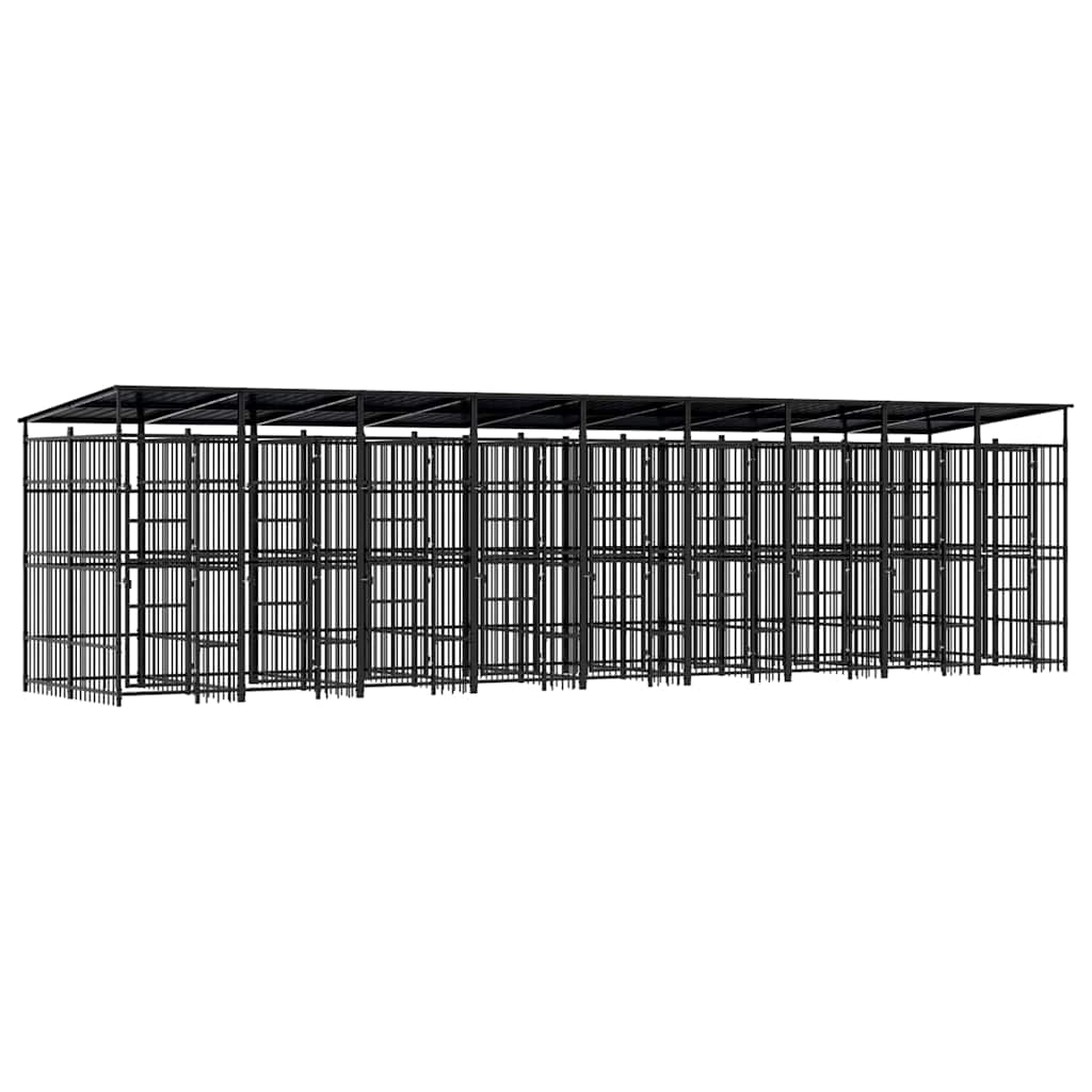 Outdoor Dog Kennel with Roof Steel 16.59 m²