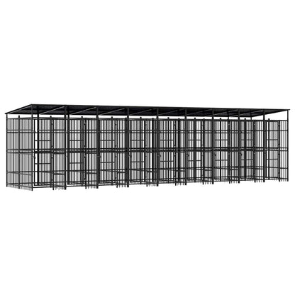 Outdoor Dog Kennel with Roof Steel 16.59 m²