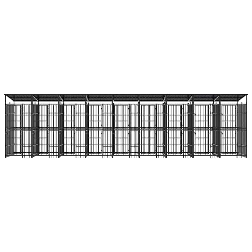 Outdoor Dog Kennel with Roof Steel 16.59 m²