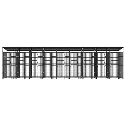 Outdoor Dog Kennel with Roof Steel 16.59 m²