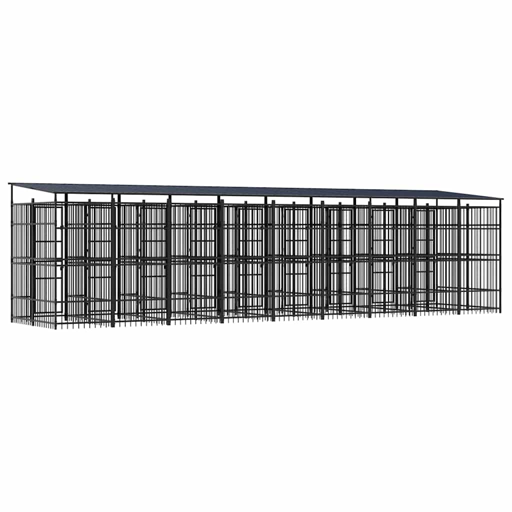 Outdoor Dog Kennel with Roof Steel 16.59 m²