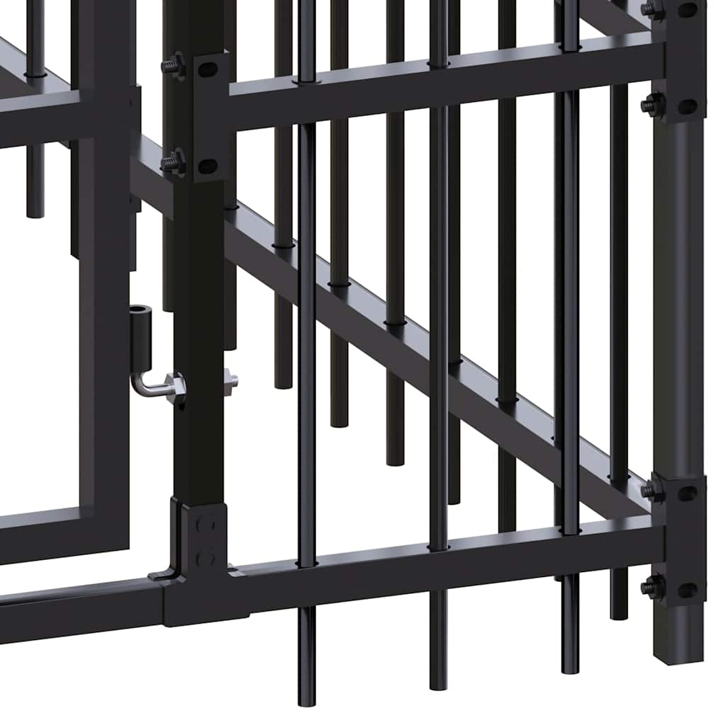 Outdoor Dog Kennel with Roof Steel 16.59 m²