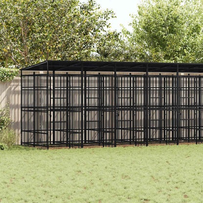 Outdoor Dog Kennel with Roof Steel 16.59 m²