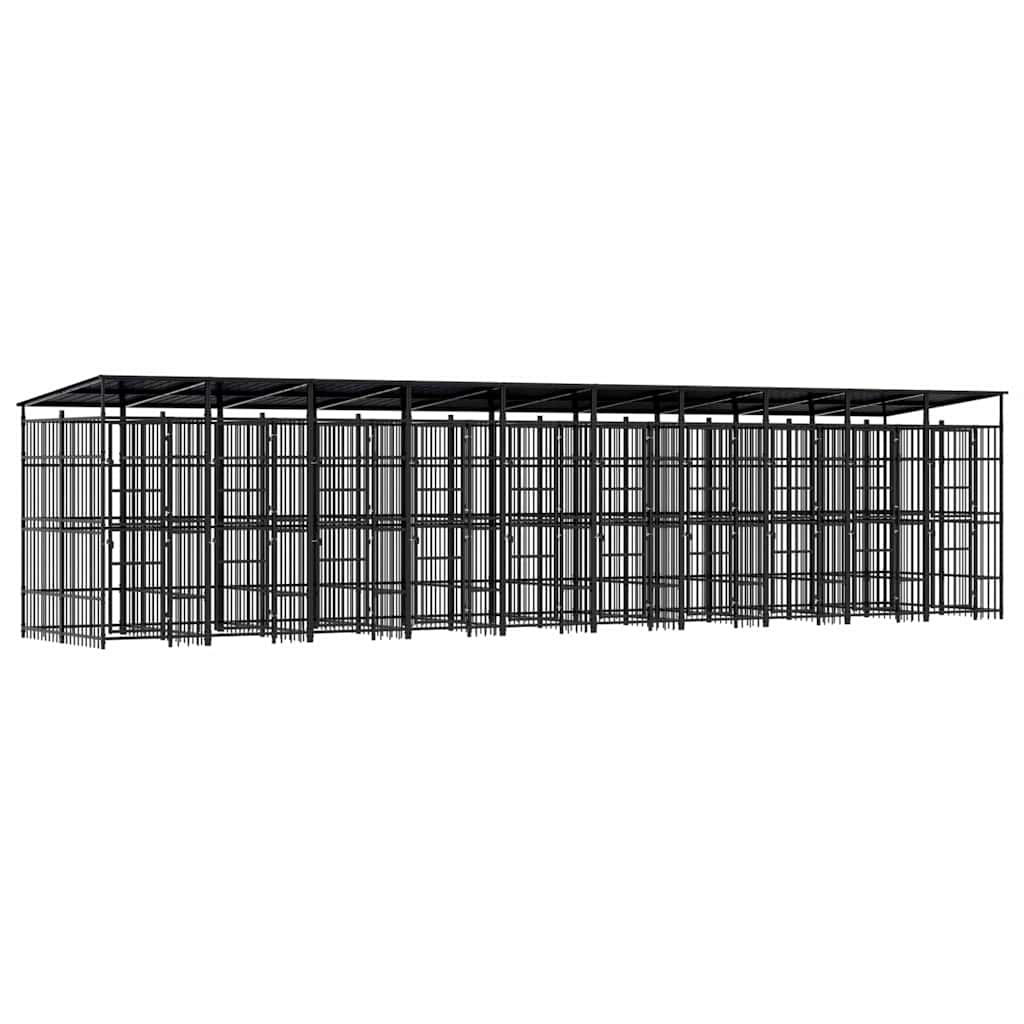 Outdoor Dog Kennel with Roof Steel 18.43 m²