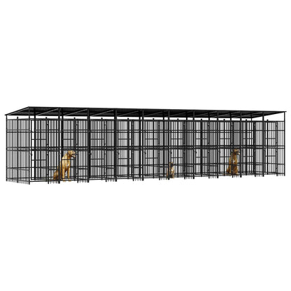 Outdoor Dog Kennel with Roof Steel 18.43 m²