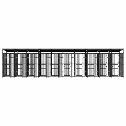 Outdoor Dog Kennel with Roof Steel 18.43 m²