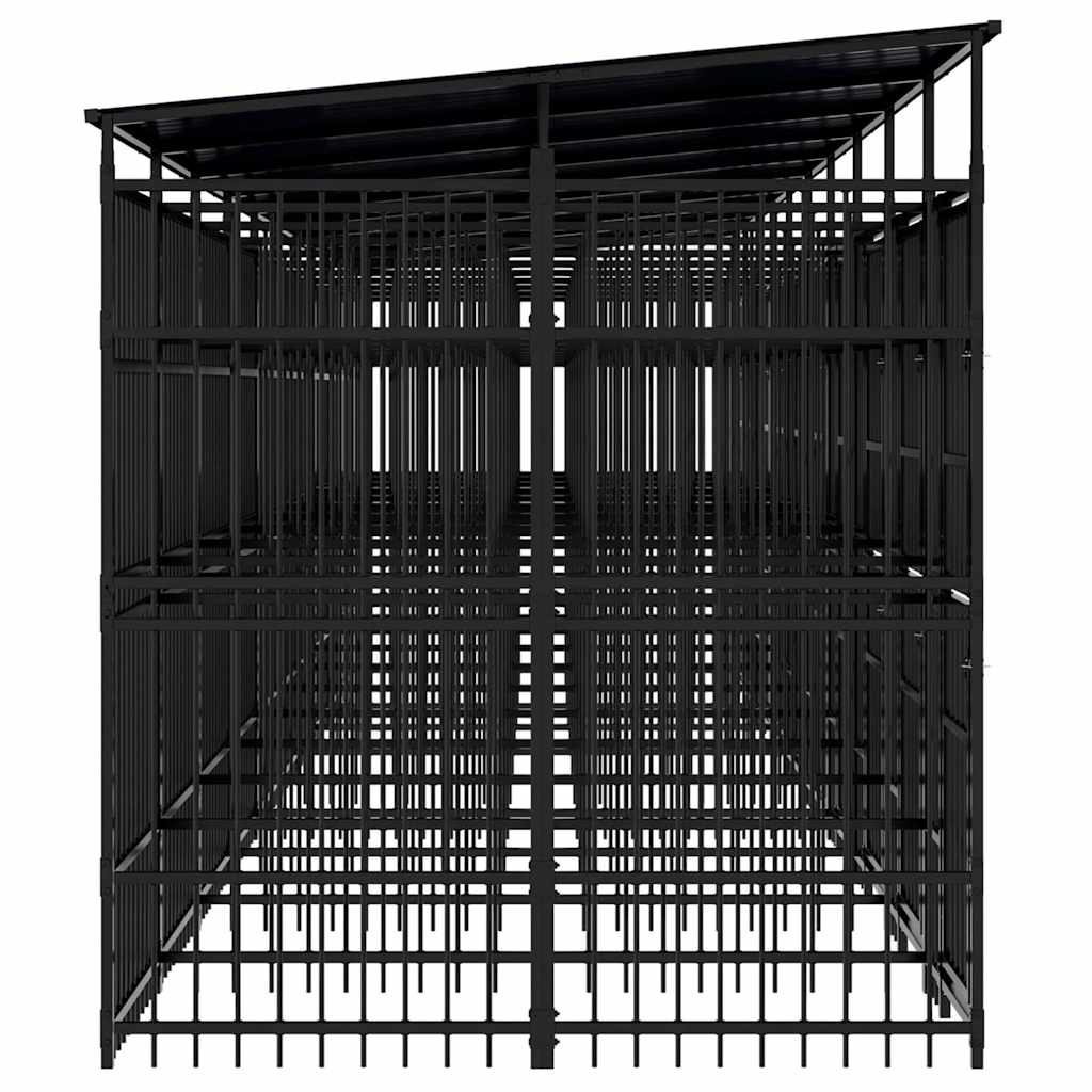 Outdoor Dog Kennel with Roof Steel 18.43 m²