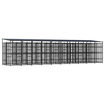 Outdoor Dog Kennel with Roof Steel 18.43 m²