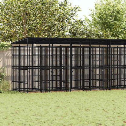 Outdoor Dog Kennel with Roof Steel 18.43 m²