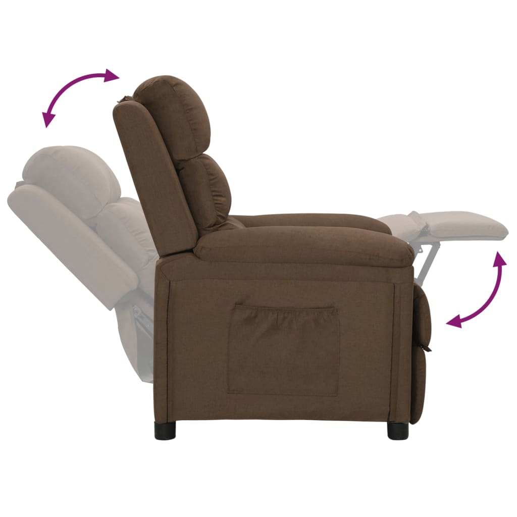 Recliner Chair Brown Fabric
